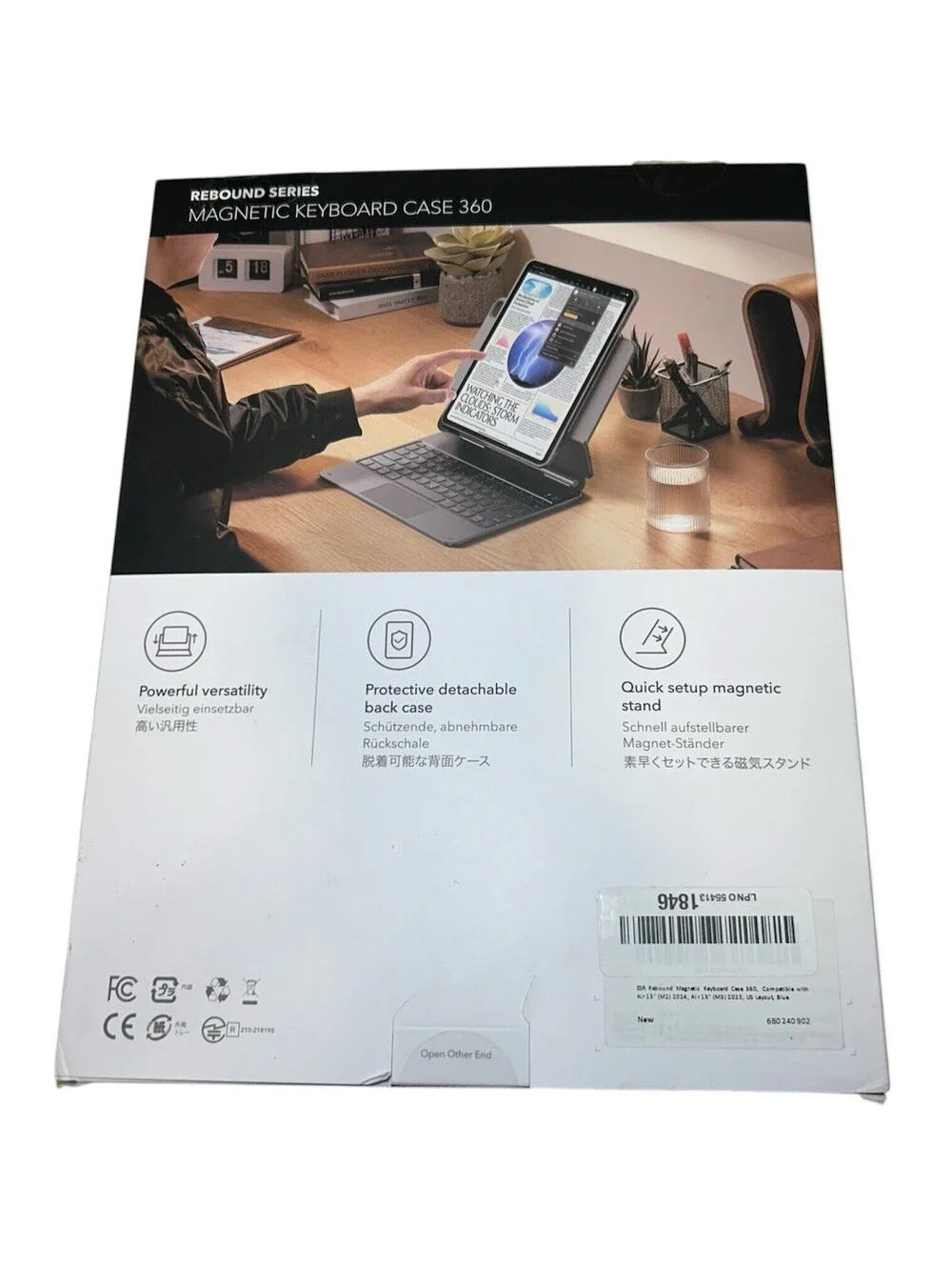 ESR Rebound 360 iPad Air 13 Inch Case Keyboard Blue M3/M2, 2025/2024 - NEW